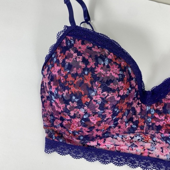 Womens Purple Lace Bra 40 DD Florals Padded Plus Size Full Coverage Rue 21 - Picture 2 of 5